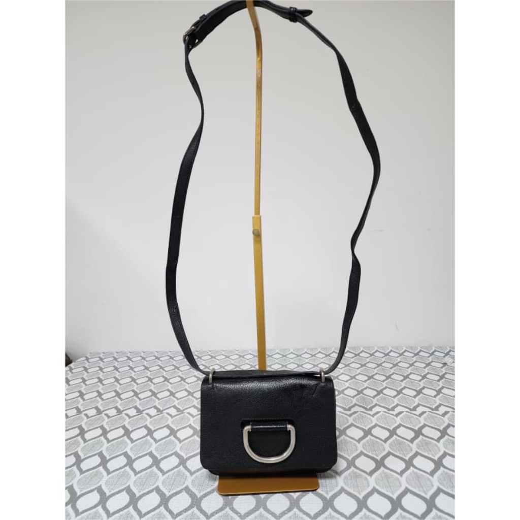 Authentic Burberry Leather Mini D-Ring Crossbody Bag Black